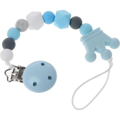 Baby Dummy Chain Silicone Pacifier Clips Bead Dummy Clip Infant Handmade Newborn Teether Toy