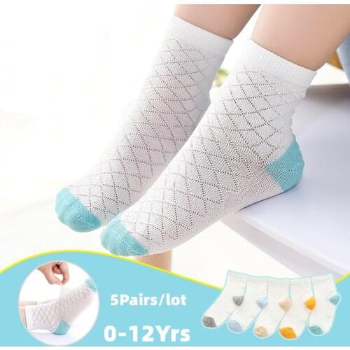 Children Socks Cartoon Socks For Kids 5pieces/lot Girls School Mesh Socks 1-11T Teenager Stuff Soft Boys Socks Toddler