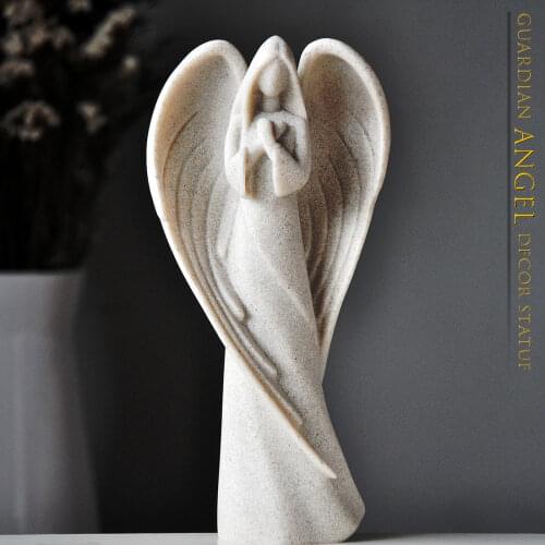 European Guardian angel sculpture decoration living room study creative statue crafts retro home accessories prayer angel