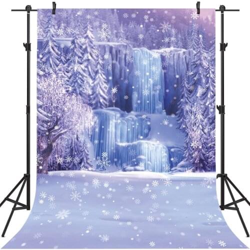 Winter Snow Mountain Photography Backdrop Waterfull Snowflake Portrait Background for Photo Studio Photocall Kids Adult Decor