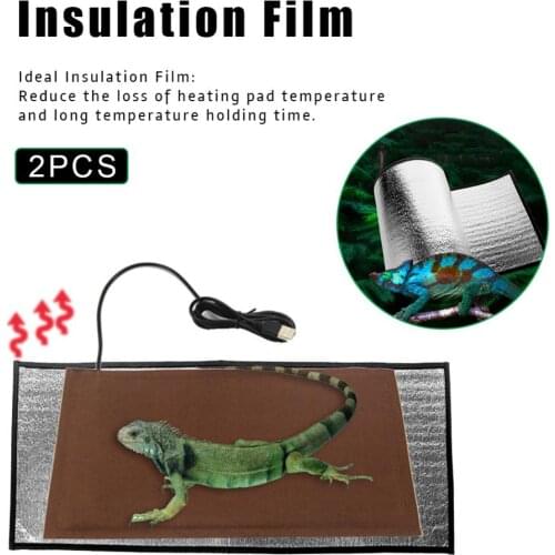 2PCS Reptile Insulation Film Self Warming Pad Reptile Heating Pad Insulation Pads For Parrots Chicks Lizards Turtles Hedgehogs