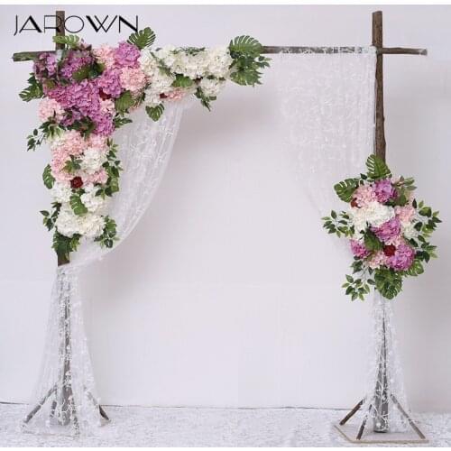 JAROWN Simulation Hydrangea Rose Flower Row Outdoor Wedding Party Arch Decoration Design Floral Set Hotel Background Decor Fleur