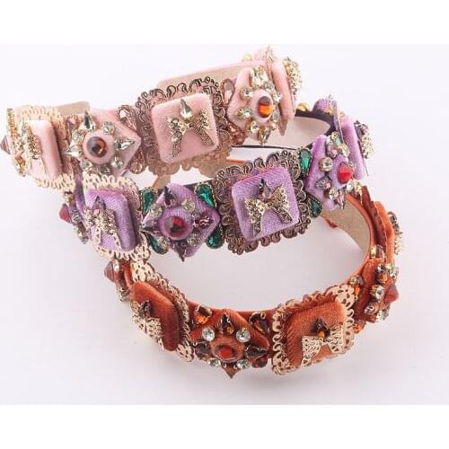 Colorful rhinestone headband New Baroque inlaid rhinestones geometric personality dazzling hair accessories headdress 954