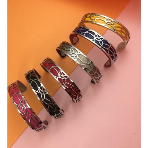 Cremo Love Cuff Bracelets Stainless Steel 14mm Flower Bangles Manchette Femme Interchangeable Reversible Leather Band Pulseiras