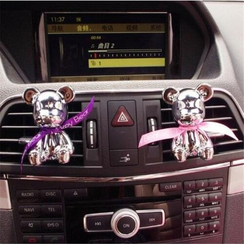 MR TEA Car Accessories Air Freshener Cute Lovely Cartoon Silver Bear Air Outlet Fragrant Perfume Clip