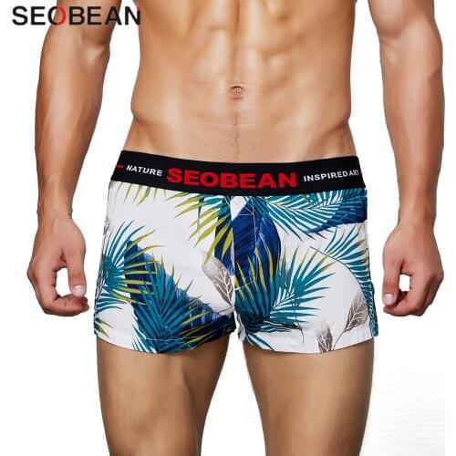 SEOBEAN Men Underwear Boxers Comfortable Loose Trunks Boxer Shorts Fashion Print Flower Men Home Underpants 2020 New