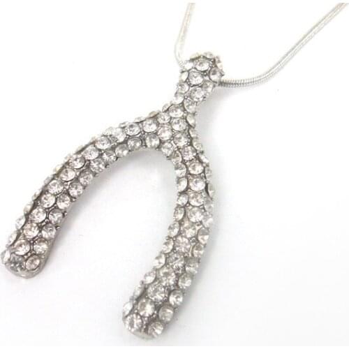 New arrival free drop shipping rhinestone fork pendant charm necklace