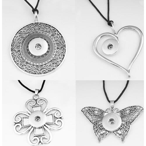 NEW Vintage cross love flower butterfly owl DIY 18mm snap button jewelry Sweater chain Necklace NC6051