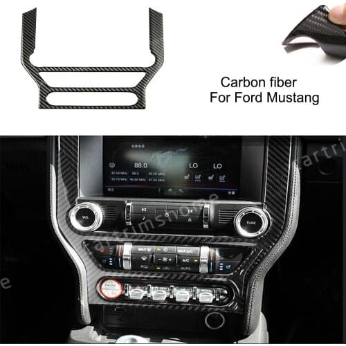 Carbon Fiber Multi-media Center Control Navigation Trim For Ford Mustang 2015-19
