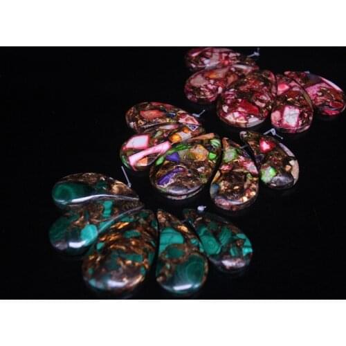 5pcs/set Emperor Stone Teardrop Top Drilled Graduated Beads,Ocean Sediment Impression Jaspers Pendant Necklaces Jewelry Bulk