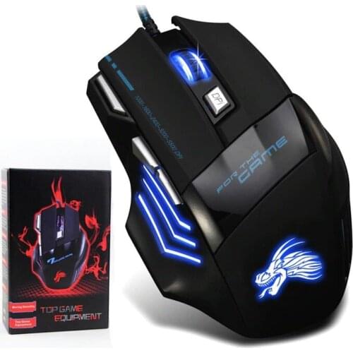 USB Wired Gaming Mouse 7 Buttons 5500 Adjustable LED Backlit Optical Computer Mouse Gamer Mice For PC Laptop Notebook