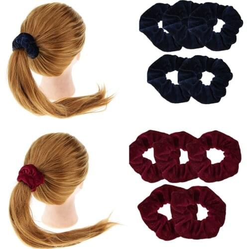 10Pcs Navy+Burgundy Solid Velvet Hair Scrunchies Hair Band Ponytail Holder Hair Accessories Elastic Hair Bands for Womens Girls