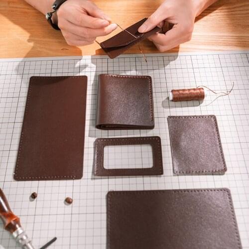 DIY hand sewing mens short wallet clip accessories cowhide wallet diy sewing material bag leather craft tool set