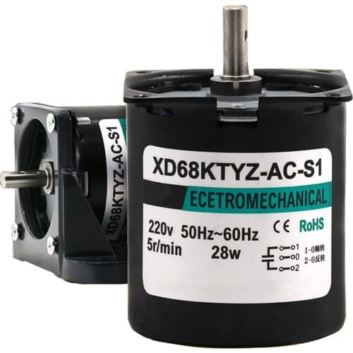 68KTYZ Permanent Magnet Synchronous Motor Speed Reducer Motors AC220V 28W Controllable Positive and Negative Inversion