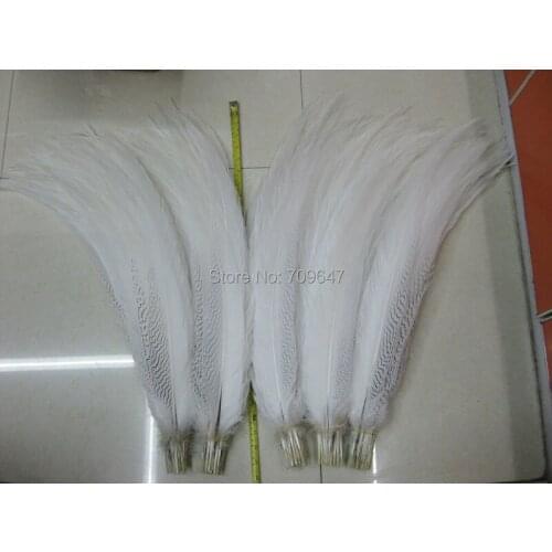 Wedding Decoration!50pcs/lot!30-32inch(75-80cm) Nature Super Long Silver Pheasant Tail Feathers AAA quality for Costumes
