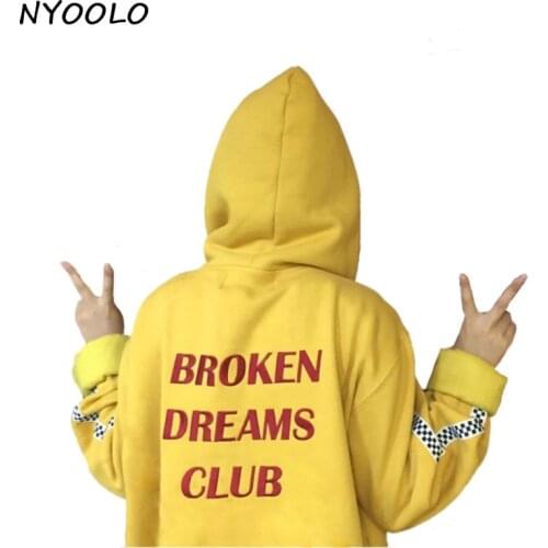 NYOOLO style Harajuku letters print autumn winter tops loose outerwear fleece pullovers hooded Sweatshirt women/men clothing