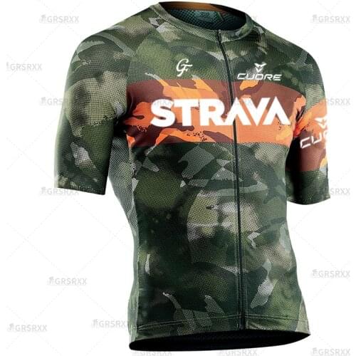 STRAVA Cycling Jersey 2021 Summer Mountain Bike Race Cycling Shirts Short Sleeve Quick-Dry Males Bicycle Wear Pro Team Jerseys