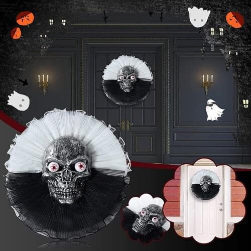 Halloween Wreath Skull Haunted House Decoration Hanging Horror Party Garland Wall Decor for Door Garden декор Decoración