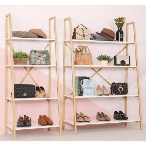 Clothing shop shoe rack bag display rack shoe bag shop display rack cabinet multi-layer selling shoes golden shelf