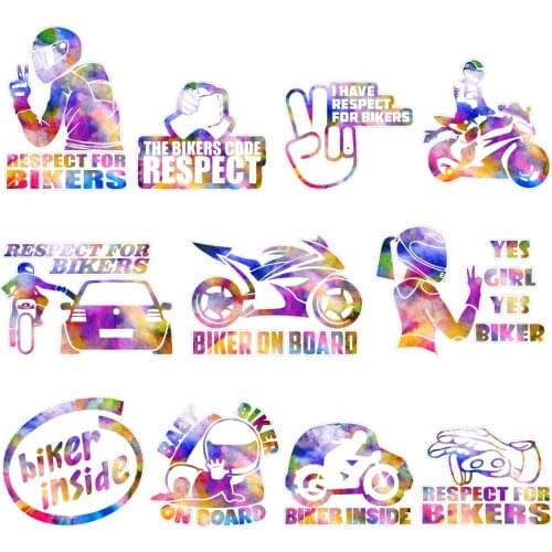 HungMieh Respect for Bikers Car Stickers on Auto 3D Vinyl Funny UV Printed Motorcycle Decals Styling Accessories Automobiles
