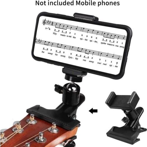 360 Rotation Smartphone Mount Holder Clamp Live Broadcast Bracket Clip for iPhone Samsung Guitar photography Head Clip Tripods