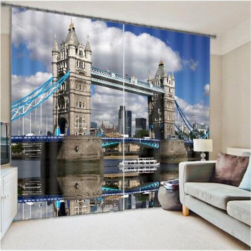 London Bridge 3D Blackout Window Curtains For Living room Bedding room Hotel/Office Curtain Drapes Cortinas para sala