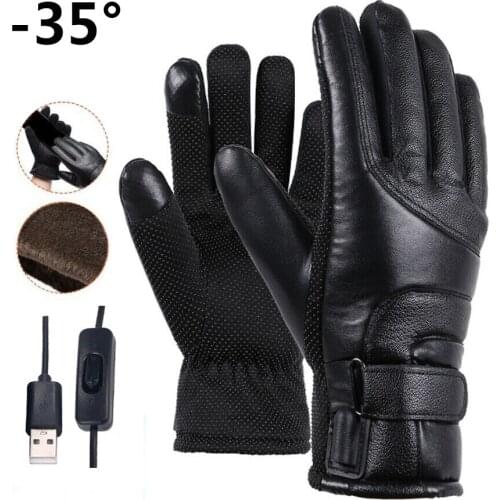 Winter Electric Heated Gloves Windproof Cycling Warm Heating Touch Screen Skiing Gloves USB Powered Heated Gloves For Men Women