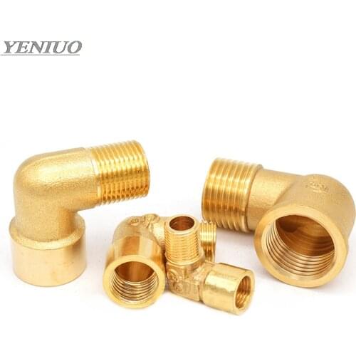 1/8" 1/4" 3/8" 1/2" 3/4" 1" Female x Male Thread 90 Deg Brass Elbow Pipe Fitting Connector Coupler For Water Fuel Copper adapter