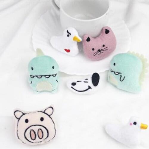 10Pcs/lot Cartoon Plush Doll Patches Cute Dinosaur/Pig/Cat/Dog Padded Appliques DIY Headwear Clothing Accessories Handmade Patch