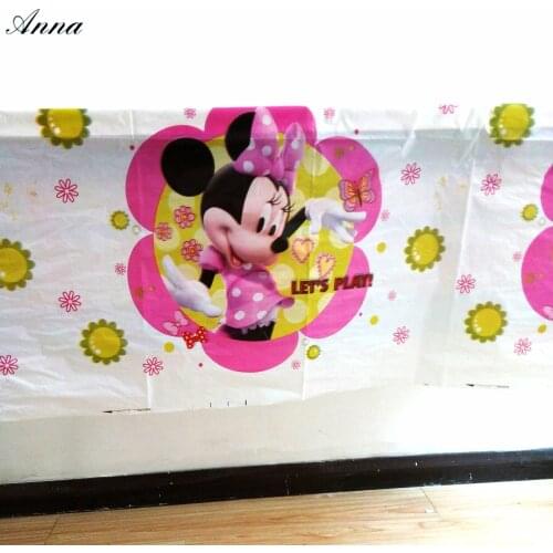 108x180cm Minnie Mouse Birthday Party Decorations Tablecloth Kids Kids Birthday Decoration Table Cloth Boys Favor Set