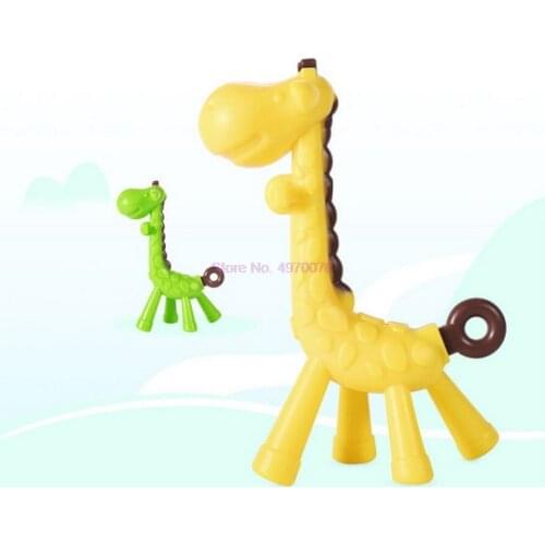 DHL 200pcs Baby Giraffe Gum Tooth Stick Silica Gel Teething Dental Care Tooth Training Baby Pacifier Chew Toys