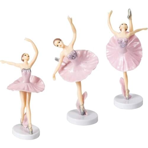 3Pcs Dancer Ballerina Cake Topper Miniature Figurines Dance Movements Toys