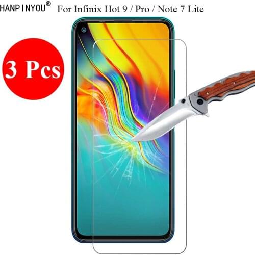 3 Pcs/Lot New 9H 2.5D Tempered Glass Screen Protector For Infinix Hot 9 / Pro / Note 7 Lite 6.6" Protective Film + Clean Tools