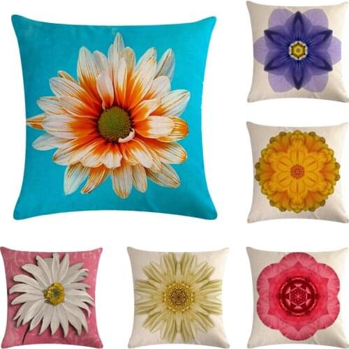 45*45cm Printed Cotton Linen Cushion Cover Big Flower Home Decor Pillowcase Octopus Sofa Bedding Cushion Case