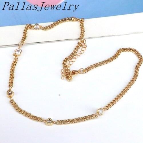 5Pcs, Latest Arrive gold color White CZ Crystal Heart Choker Necklaces For Women Girls Charm Necklace