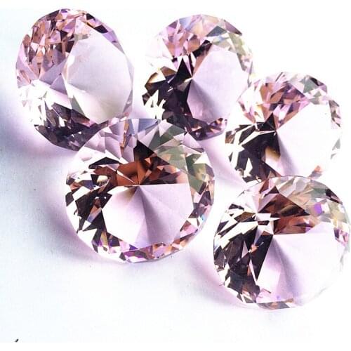 50mm High Quality 2pcs/Lot Pink Crystal Diamond Birthday Gifts Paperweights Crystal Feng Shui Crafts for Home Wedding Decor