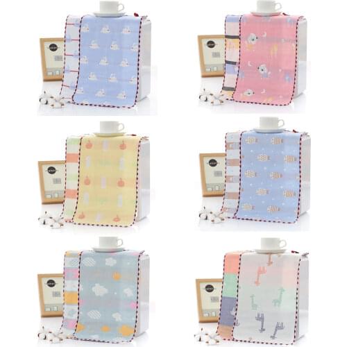 6PCS Baby Muslin Washcloths 6-Layer Soft Cotton Infants Burp Cloths Face Towels Wipes for Newborn Toddlers 10x20in Random Style
