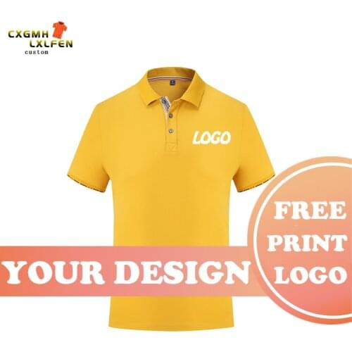 7 colors in summer men and women can wear casual solid color lapel short-sleeved POLO shirt custom LOGO printing DIY brand text