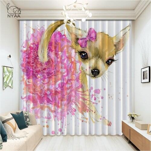 Abstract Bulldog Art Curtain For A Girl Modern Curtains Baby Room Decoration Living Room Kitchen Curtains 2021 Micro Shading