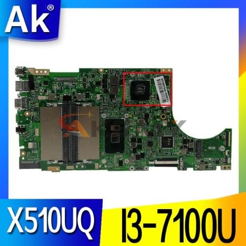 Akemy New X510UQ Mainboard For ASUS X510U X510UN X510UR X510URR X510UQ Laptop Motherboard W/ I3-7100U GPU
