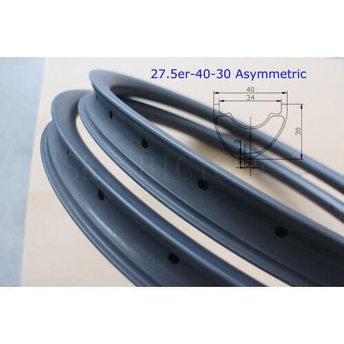 Asymmetric 27.5" 40mm wide 30mm deep AM all mountain bike carbon rims 28/32 h MTB Tubeless 3mm offset bicycle wheel circle