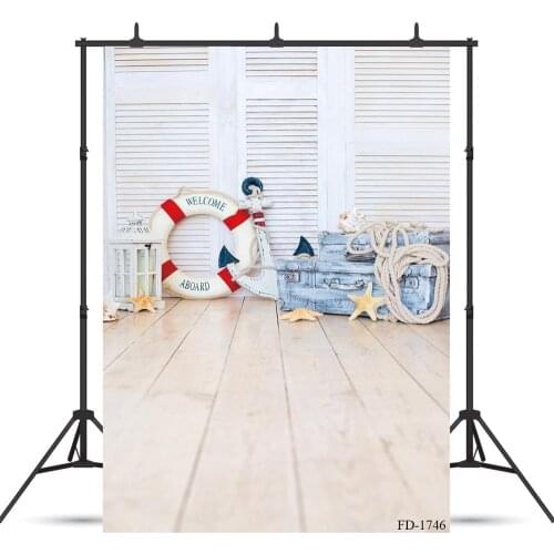White Door Light Wood Floor Box Starfish Swim Ring Backdrop Baby Shower Birthday Newborn Party Background For Photography Studio
