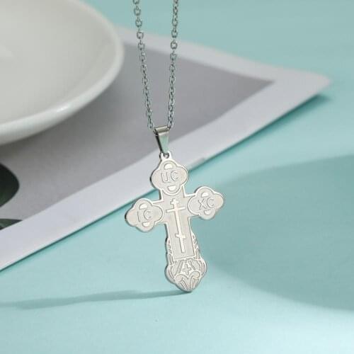 COOLTIME Christian Cross Necklace Women Men Eastern Orthodox Serbian Necklaces Gold Color Silver Color Jewelry Christmas Gift