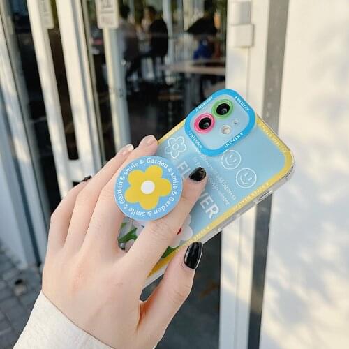 INS Korean yellow photo frame flower sea cute stand soft phone Case For iphone 6s 7 8 Puls X XR XSMAX 12MINI 11pro Max SE Cove
