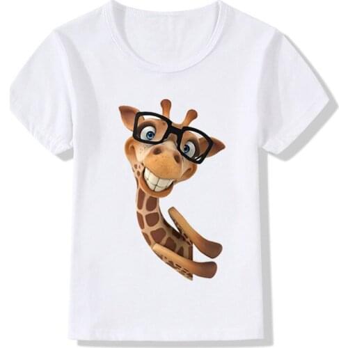 2020Cute 3D Giraffe Print Funny Children T-shirt Summer Top Boys/Girls Clothes Casual Cute Baby Kids T shirt