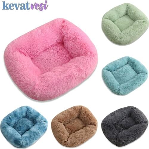 Dog Bed Sofa Long Plush Dog Cat Bed House Warm Colorful Kennel Square Dog Mat Waterproof Breathable Pet Kitten Sleeping Cushion