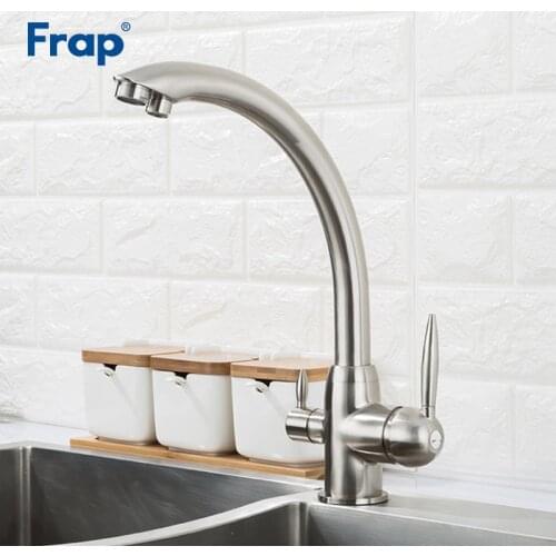 Frap Nickle Kitchen Faucet Brass Deck Mounted Mixer Tap 180 Degree Rotation Water Purification Features Crane torneira F4399-5