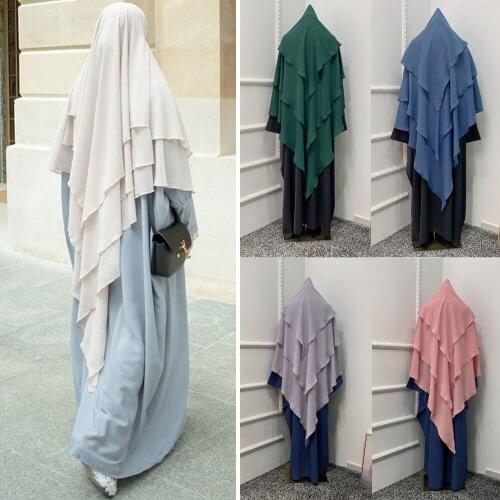 Eid Prayer Garment Long Khimar Islamic Women Hijab One Piece Amira Niqab Top Ramadan Jilbab Muslim Arab Clothing Worship Service
