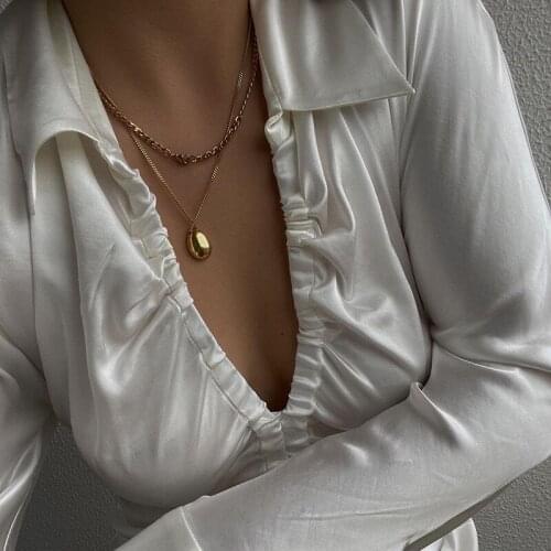 INS double-sided gold-plated water drop casual necklace female European and American niche personality short style does not fade