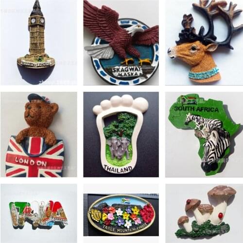 Syria Fridge Magnet Africa Thailand Paris London Alaska Italy Denmark Little Mermaid Canada Bear Souvenir Refrigerator Stickers